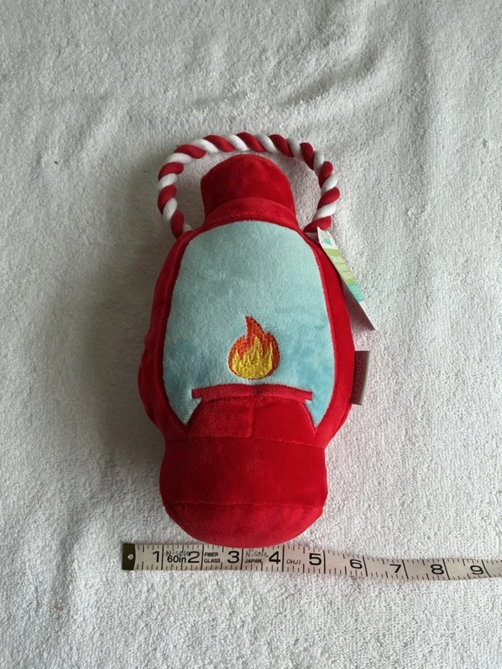 Plush Camping Lantern Dog Toy - Red & Light Blue